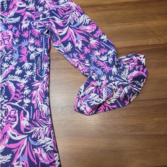 NWOT Lilly Pulitzer Sophie Dress Small – Blue Monkey Tropical Print –Ruffle Trim - Picture 4 of 9